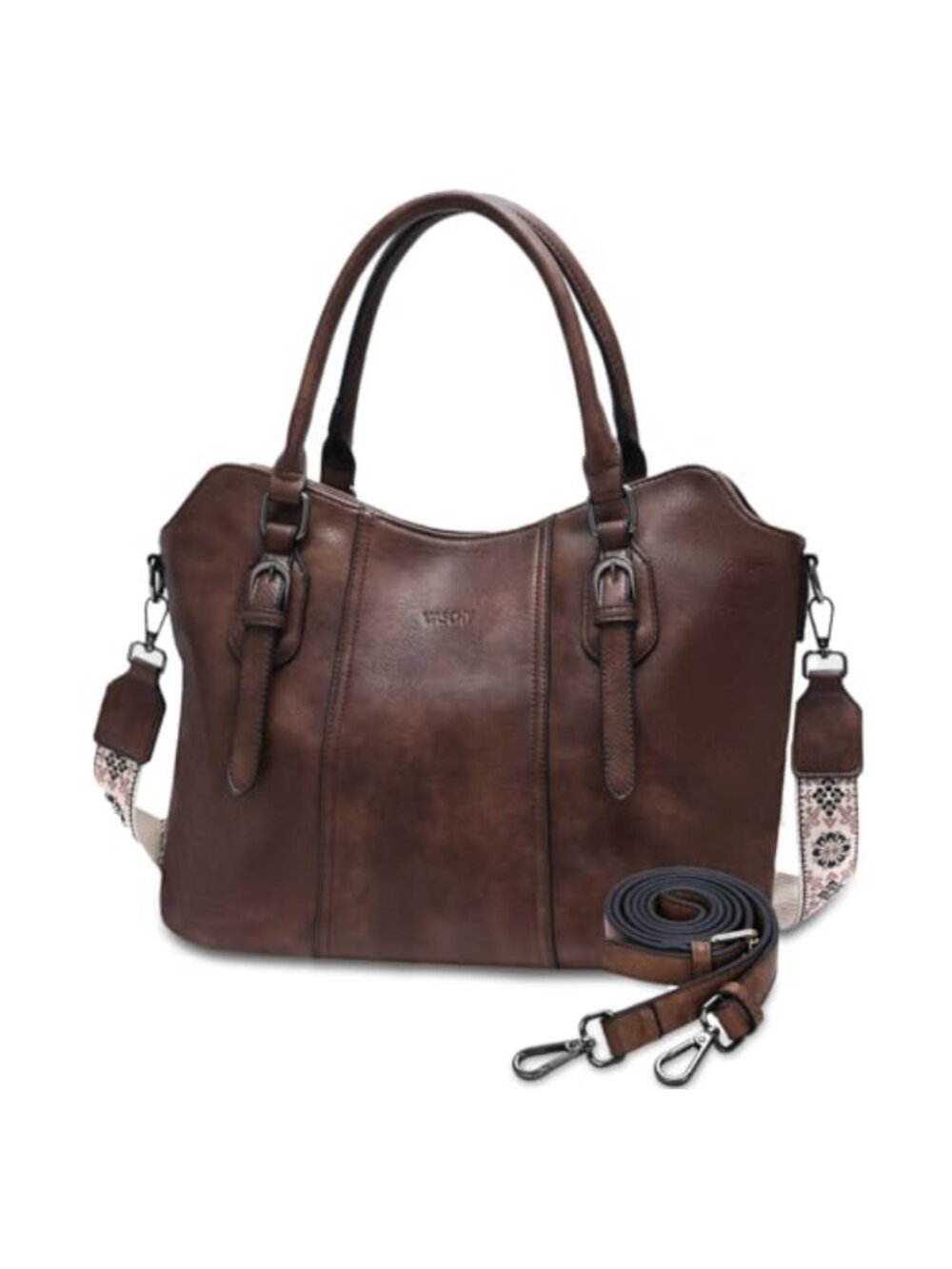 Vegan Leather Hobo Bag with Crossbody & Guitar Strap Set